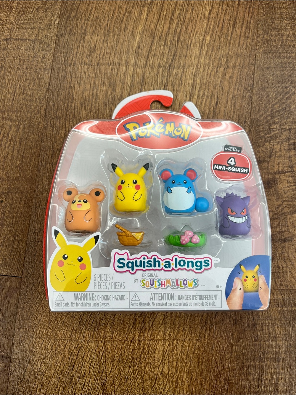 Pokémon Squish-a-longs Mini Squishmallow- Pikachu Gengar Teddiursa Marill